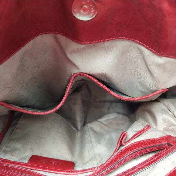 Michael Kors Hippie Grommet Hamilton Red Quilted Leather Large Tote Bag - Picture 12 of 16